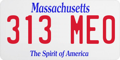 MA license plate 313ME0