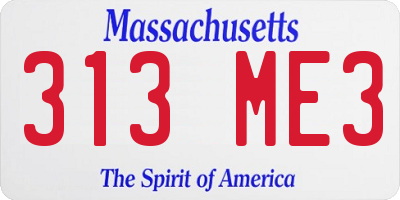 MA license plate 313ME3