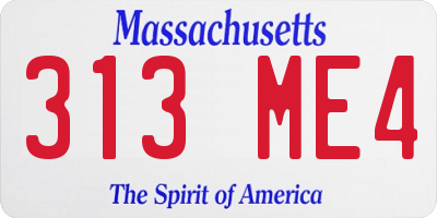 MA license plate 313ME4