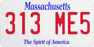 MA license plate 313ME5
