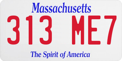 MA license plate 313ME7