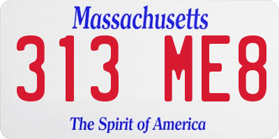 MA license plate 313ME8