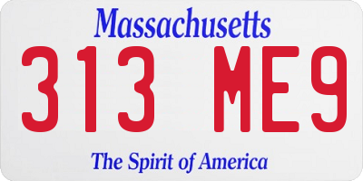 MA license plate 313ME9