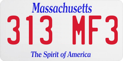MA license plate 313MF3