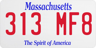 MA license plate 313MF8