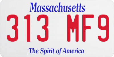 MA license plate 313MF9