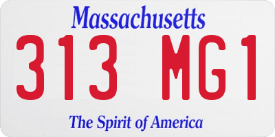 MA license plate 313MG1