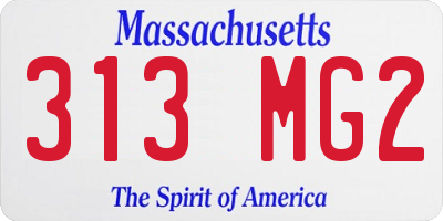 MA license plate 313MG2
