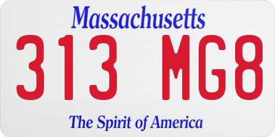 MA license plate 313MG8