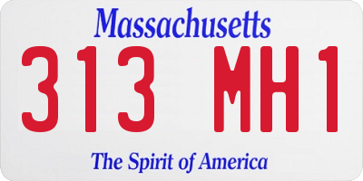 MA license plate 313MH1