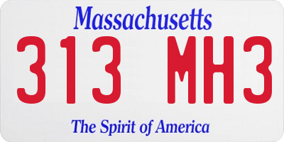 MA license plate 313MH3