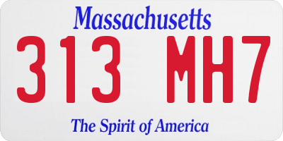 MA license plate 313MH7
