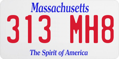 MA license plate 313MH8
