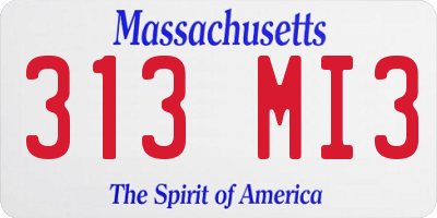 MA license plate 313MI3