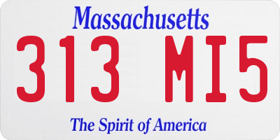 MA license plate 313MI5