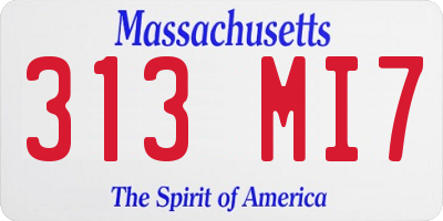 MA license plate 313MI7
