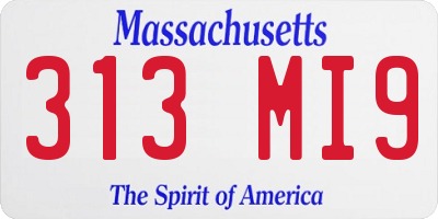 MA license plate 313MI9