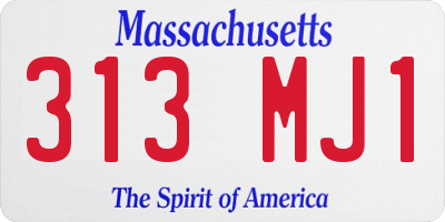 MA license plate 313MJ1