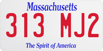 MA license plate 313MJ2