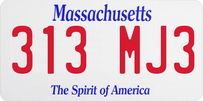 MA license plate 313MJ3