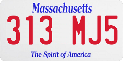 MA license plate 313MJ5