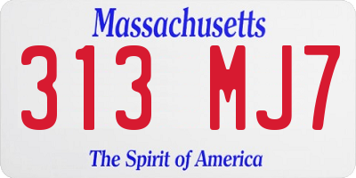 MA license plate 313MJ7