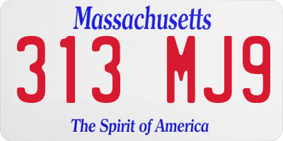 MA license plate 313MJ9