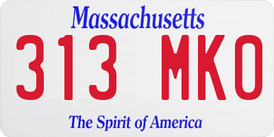 MA license plate 313MK0