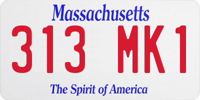 MA license plate 313MK1