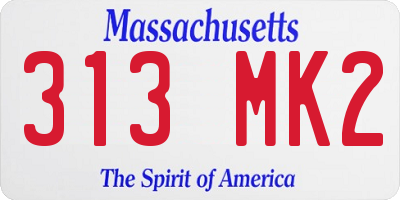 MA license plate 313MK2