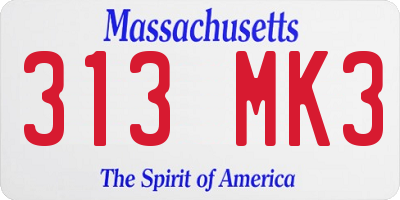 MA license plate 313MK3