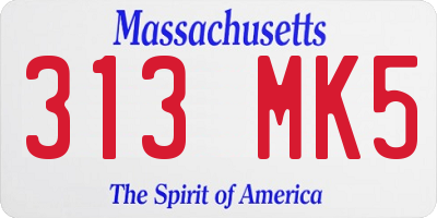 MA license plate 313MK5