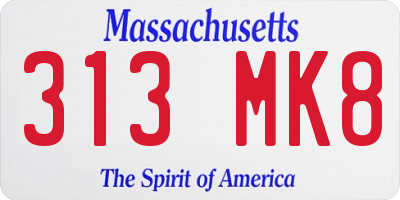 MA license plate 313MK8
