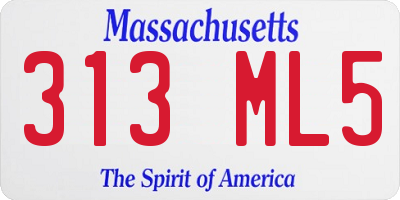 MA license plate 313ML5