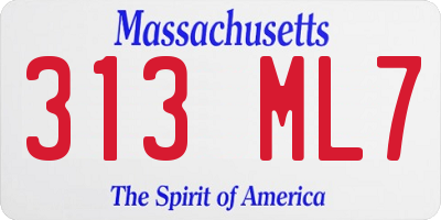 MA license plate 313ML7