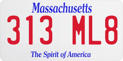 MA license plate 313ML8
