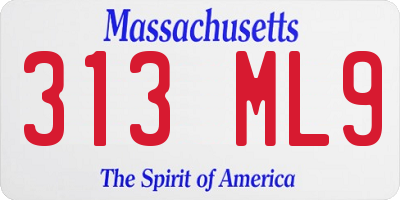 MA license plate 313ML9