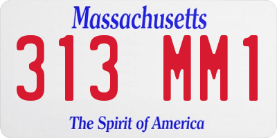 MA license plate 313MM1