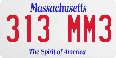 MA license plate 313MM3