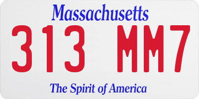 MA license plate 313MM7