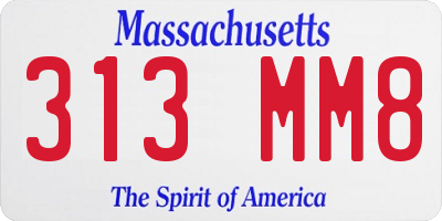 MA license plate 313MM8