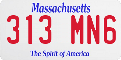 MA license plate 313MN6