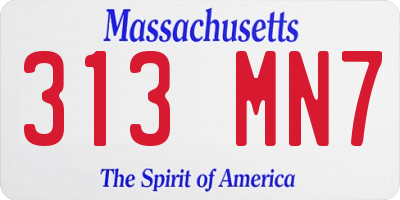 MA license plate 313MN7