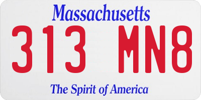 MA license plate 313MN8