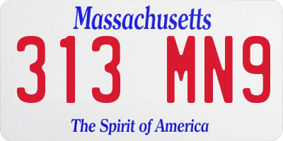 MA license plate 313MN9