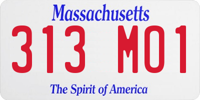 MA license plate 313MO1
