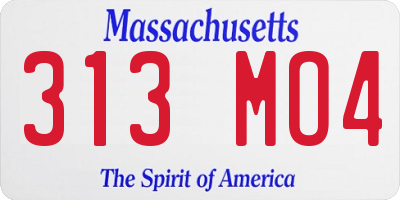 MA license plate 313MO4