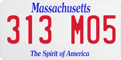 MA license plate 313MO5