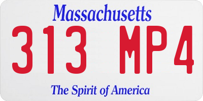 MA license plate 313MP4