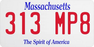 MA license plate 313MP8